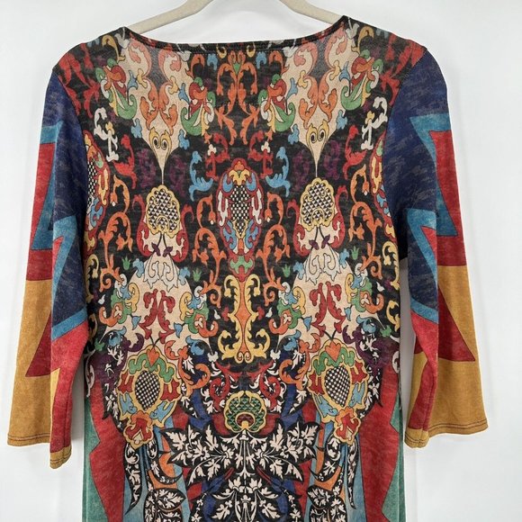 Amma Design LA Art Wear Artsy Paisley Hi Lo Maxi Dress Side Splits Size Small - Picture 8 of 10